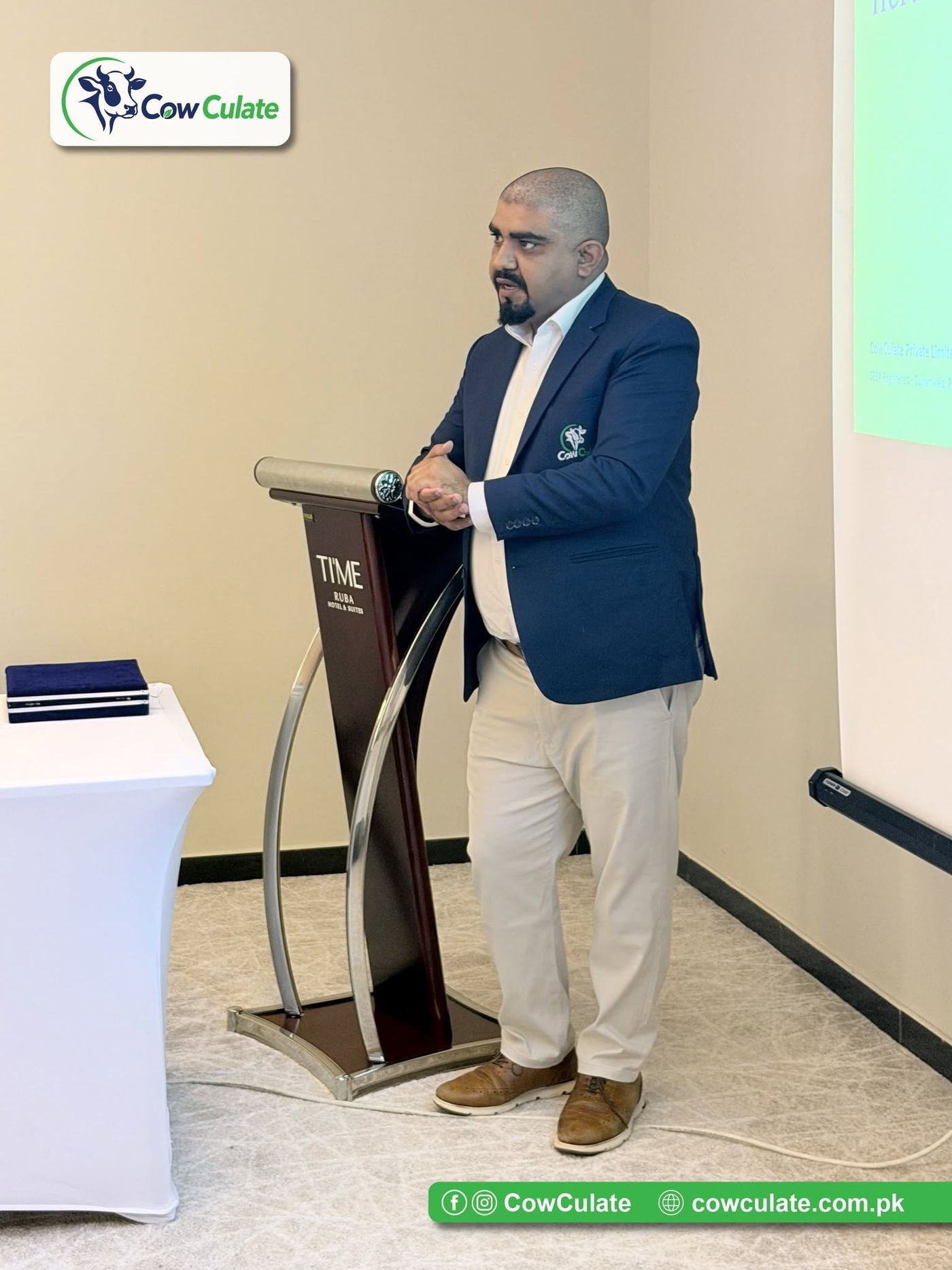 Dr. Muhammad Awais Chaudhary addressing attendees at the CowCulate launch event